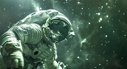 Wall Mural - Portrait of astronaut floating in space.