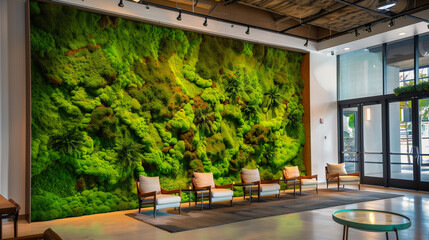 Poster - arafed wall with moss growing on it in a lobby