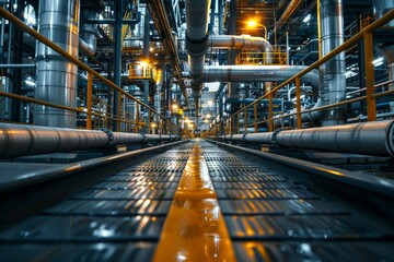 Wall Mural - Industrial Building Interior with Pipes and Catwalks