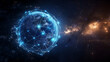 © Stone Story - Global network visualization of Earth in outer space, representing the. connect of technology and communication across the world.