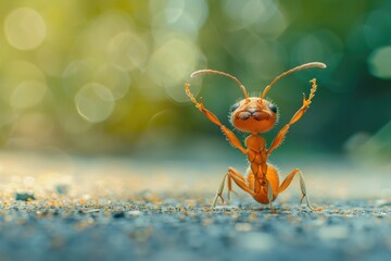 Wall Mural - Detailed shot of a bug on a road, suitable for nature or environmental themes