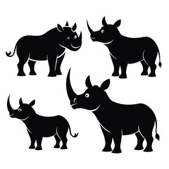 Wall Mural - Black Rhinoceros black vector on white background