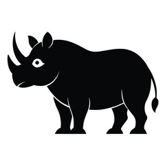 Wall Mural - Black Rhinoceros black vector on white background