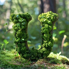 Fern Moss Art: Crafting an Eco-Friendly Letter 'U' in the Forest