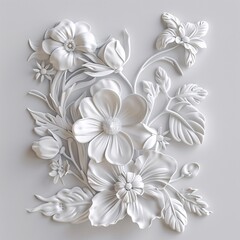 Wall Mural - Artistic Floral Arrangement Decorative Paper Cut