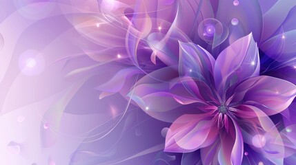 Sticker - Round abstract background with a purple flower motif