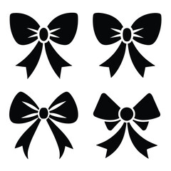 Set of bow icon black vector on white background