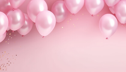 Sticker - Pink balloons on pink pastel background