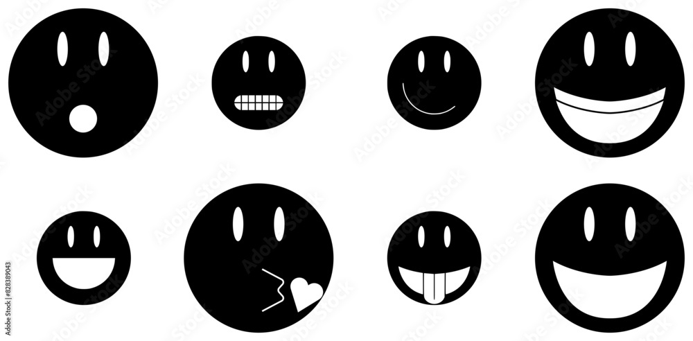 Smiley Header Set Of Linear Solid Smileys Icons Web Header Banner Design Containing ...
