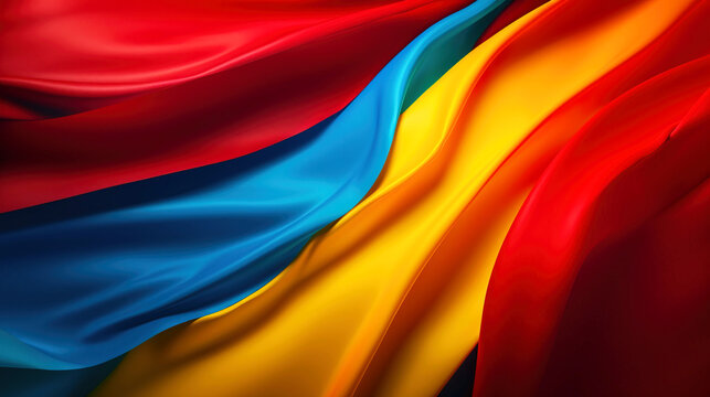 Colombia independence day, national colored flag close up background. AI generated.