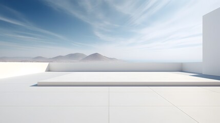 Wall Mural - Serene Minimalist Architectural Landscape with Expansive Openness and Dramatic Skyscape