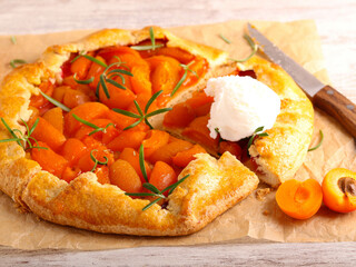 Canvas Print - Apricot and rosemary galette cake