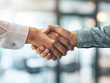 © Bunpoht - Corporate handshake between business partners in an office setting