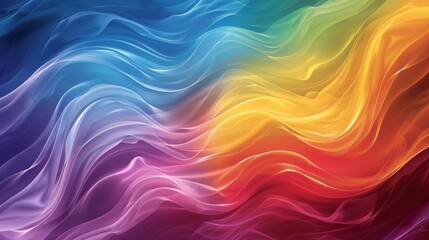 Wall Mural - Colorful abstract background featuring rainbow waves, providing a central text copy space