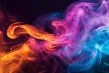 Wall Mural - illustration of abstract colorful waves on black background