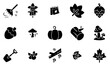 © Kazi - A Collection Of Autumn Icons Collection Isolated Silhouette Solid Icons Including Autumn,Branch,Shovel,Maple-Leaf,Season Simple Black Style Symbol Sign For Apps And Website, Vector Illustration
