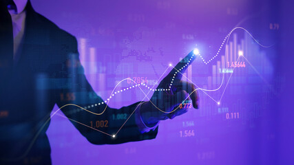 Leinwandbilder - Financial marketing graph,business increase, profit,goal,grow,analysis, development and success.Profit stock market chart. Business growth graph and investment analysis.