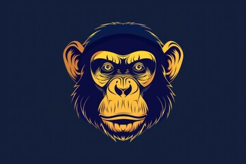 Wall Mural - A close-up image of a monkey's head against a dark background. Suitable for various design projects