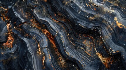 Wall Mural - Close up of a black and gold marble surface, perfect for luxury and elegant design projects