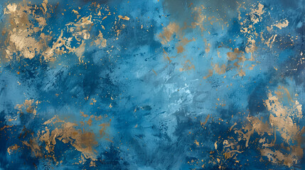 Wall Mural - Abstract blue marble texture with gold splashes, blue luxury background, Marble ink abstract art from meticulous original painting abstract background, Painting was painted on high quality paper 
