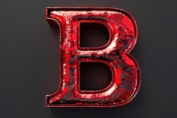 Wall Mural - Bright red letter B on a dark black background, perfect for graphic design projects