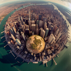 Wall Mural - New York City small planet