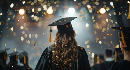 Wall Mural - Group of Graduates in Graduation Caps and Gowns