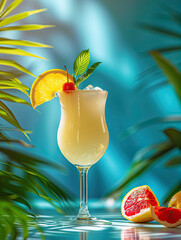 Wall Mural - cocktail with lime and strawberry