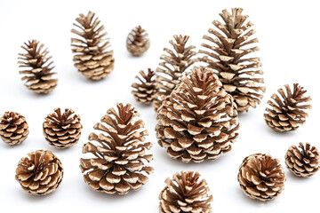 Wall Mural - Pine Cones on White Background