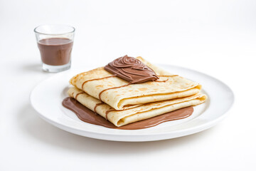 Poster - Delicious Chocolate Crepes on a White Plate