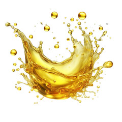 Wall Mural - Yellow oil liquid splash isolated on transparent background