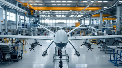 A white military aircraft is parked in a hangar with other aircraft. The hangar is dimly lit, giving the scene a mysterious and ominous atmosphere