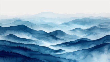 Wall Mural - Watercolor mountains landscape drawn by hand isolated on transparent