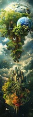 Canvas Print - a tree is growing out of the sky and the sky is filled with clouds