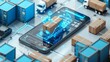 © Otseira - Smart warehouse management system using augmented reality technology to identify package picking and delivery . Future concept of supply chain and logistic business