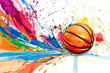 Colorful basket ball with spots and sprays on a white background .