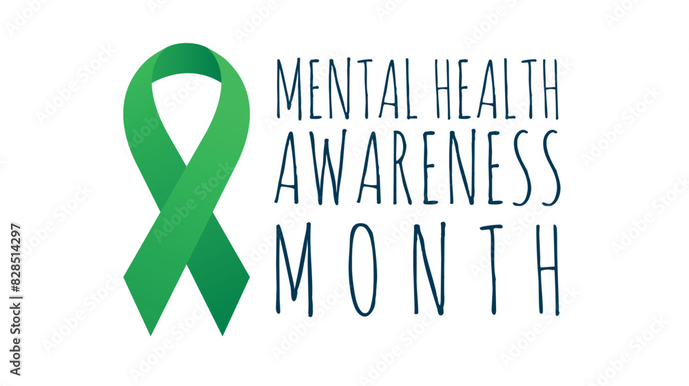 Vector May Mental Health Awareness Month icon or banner with a green ...