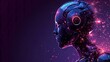 © neo-vision - A mesmerizing and futuristic graphic depicting a humanoid robot in profile, with a sleek design illuminated by vibrant neon lights in shades of pink and purple