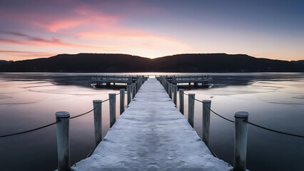 Canvas Print - sunrise over the lake