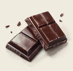 Wall Mural - dark chocolate cracked in pieces isolated on a white background 