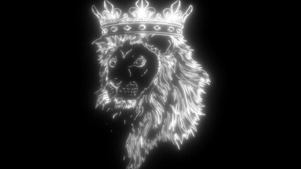 Sticker - Lion in white line on black background