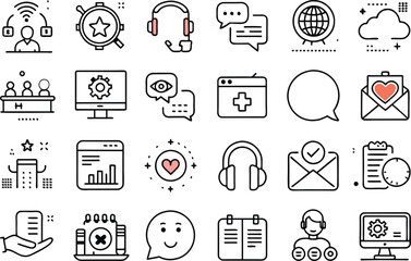 Support icon set. Full Vector illustration Outline Style Icons.
