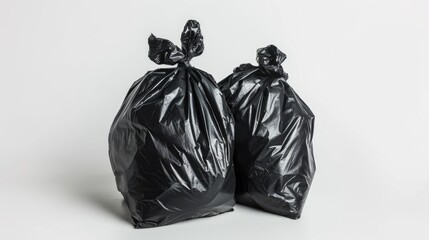 Sticker - Black trash bag bundle on white background