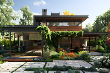 Wall Mural - A modern luxury home exterior design By Generated AI