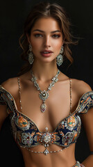 Wall Mural - Indian Bride with Elegant Platinum Necklace, AI generative