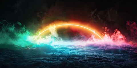 Wall Mural - Neon Lights and Colorful Clouds