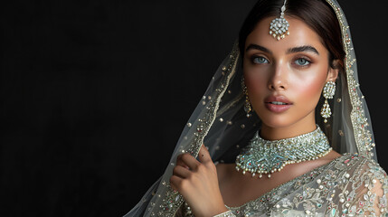 Wall Mural - Elegant Indian Bride with Stunning Makeup, AI generative

