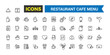 © Rubbble - Restaurant cafe menu, food and drink icon set. Outline icons pack. Editable vector icon and illustration.