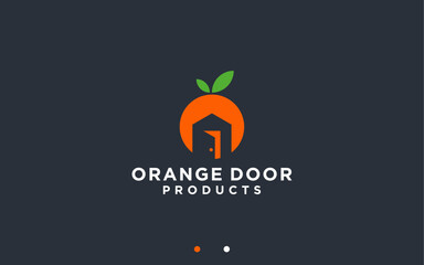 Wall Mural - door with citrus logo design vector silhouette illustration