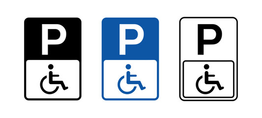 Wall Mural - Handicapped parking sign. Disabled parking. Wheelchair vector illustration isolated.
